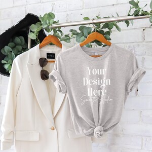 Heather Cool Grey Bella Canvas 3001 Mockup | Heather Cool Grey Bella and Canvas T-Shirt 3001 Mockup | Heather Cool Grey Hanging Bella Canvas
