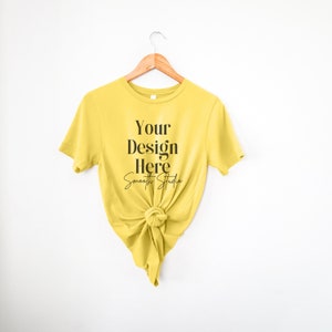 Maize Yellow Canvas 3001 Mockup | Maize Yellow Bella and Canvas T-Shirt 3001 Mockup | Hanging Bella Canvas | Maize Yellow Bella Canvas
