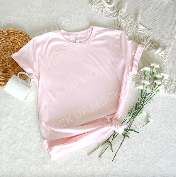 Bella Canvas 3001 Mockup | Soft Pink Bella and Canvas T-Shirt 3001 Mockup |  Bella & Canvas Soft Pink T-shirt Mockup | Plain Mockup