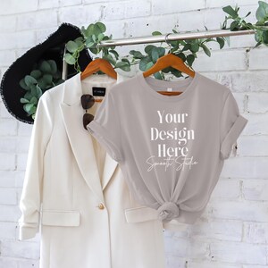 Pebble Bella Canvas 3001 Hanging Mockup, Bella Canvas T-Shirt Mockup, Pebble Hanging Bella Canvas 3001 Tshirt Mockup | Pebble Hanging Mock