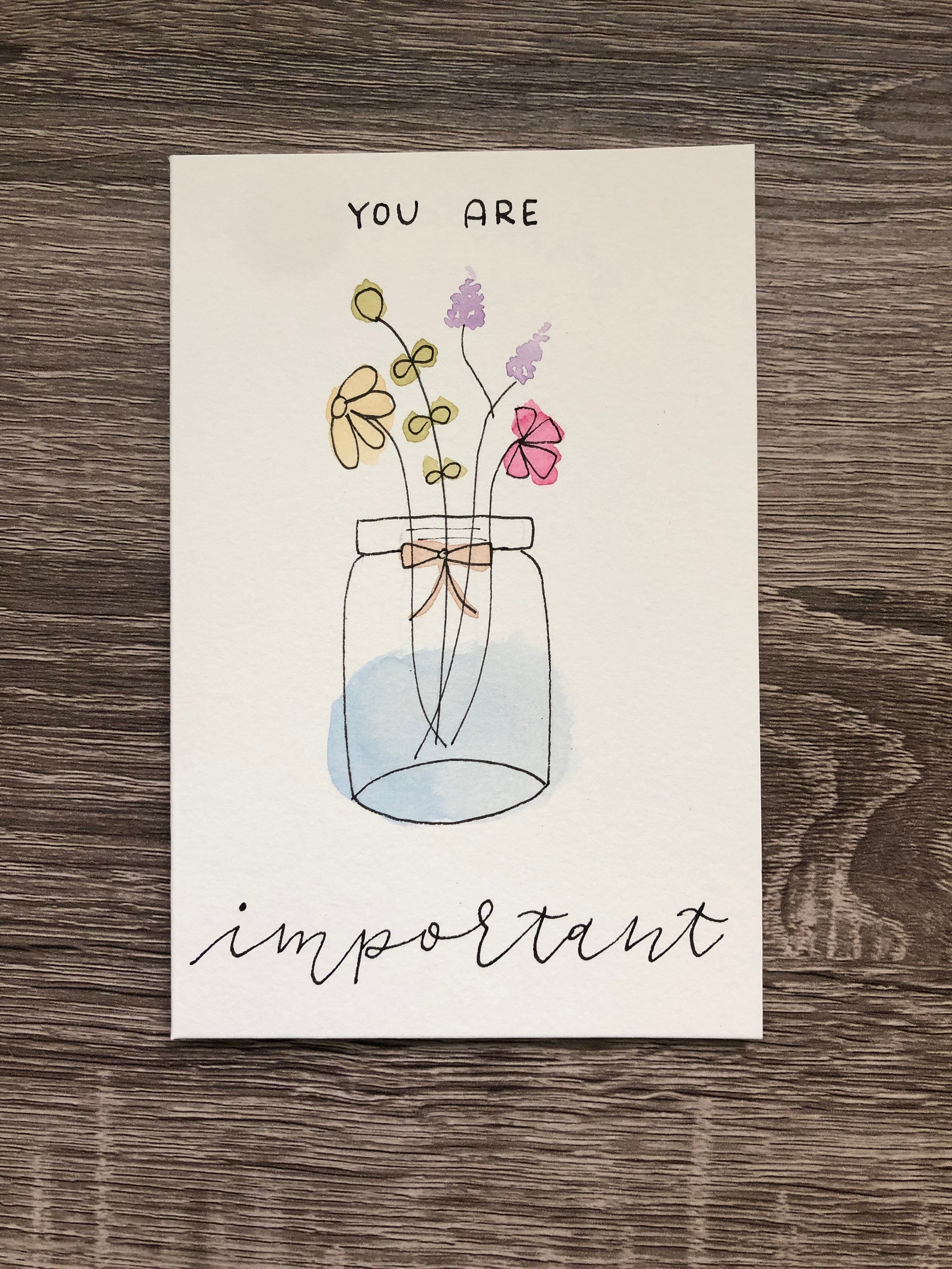 Handmade Watercolor Calligraphy Card | Etsy