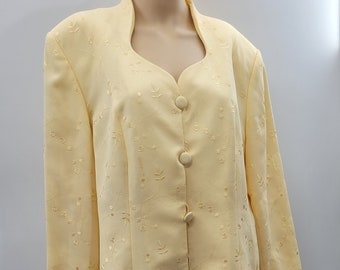 ML Studio Vintage Yellow Flora Lined  Suit & Skirt Suit 2pcs Set size 16W