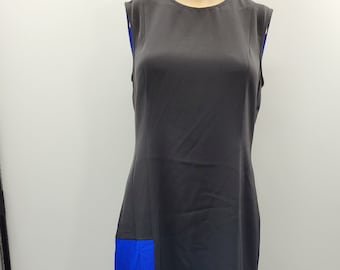 DKNY Damen Schwarz Blau Medi Ärmelloses Kleid XS, NWT
