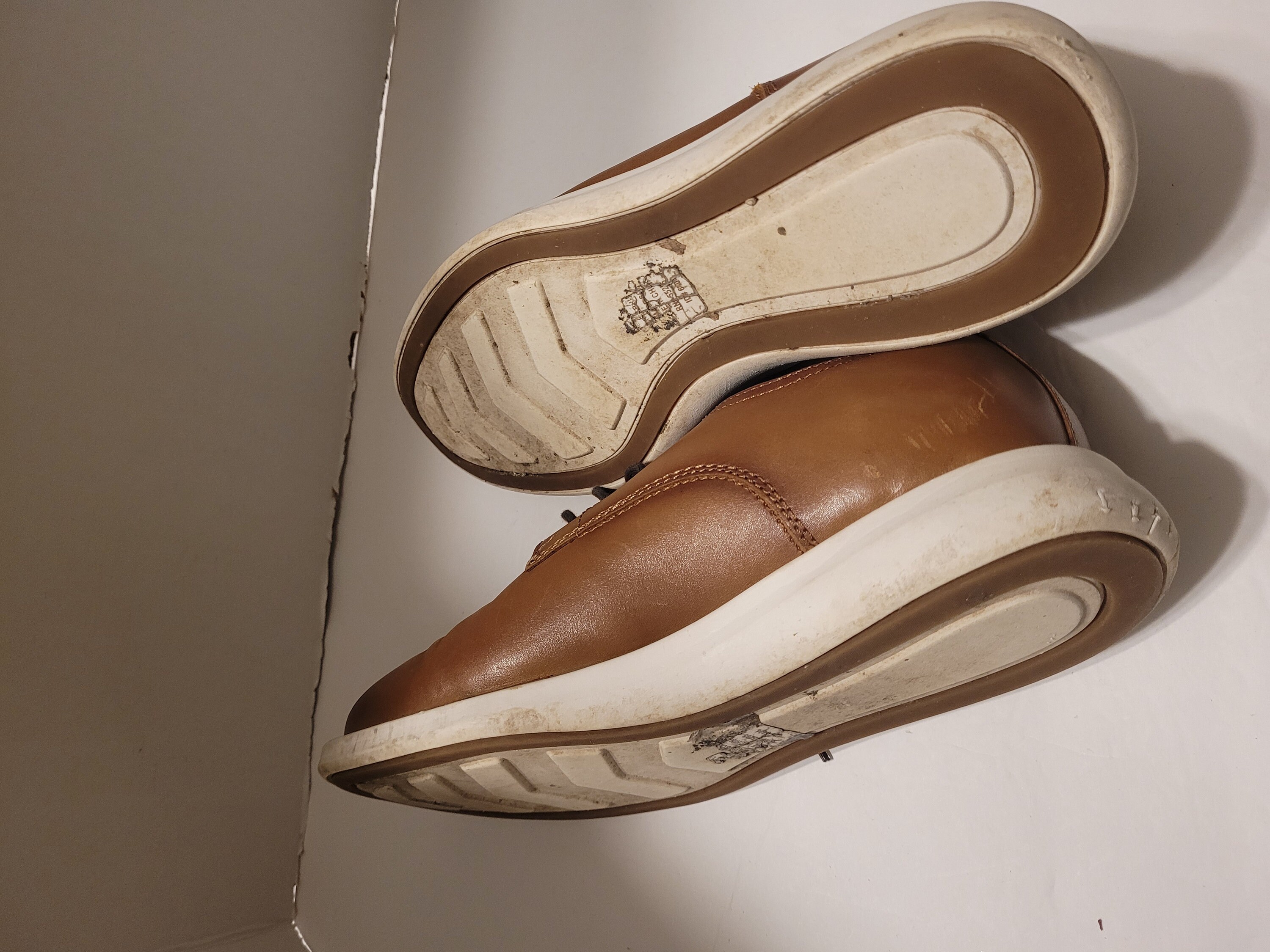 express brown dress shoes Express Men's Brown Polished Leather Dress Shoes Almond Toe Lace-Up Size 12