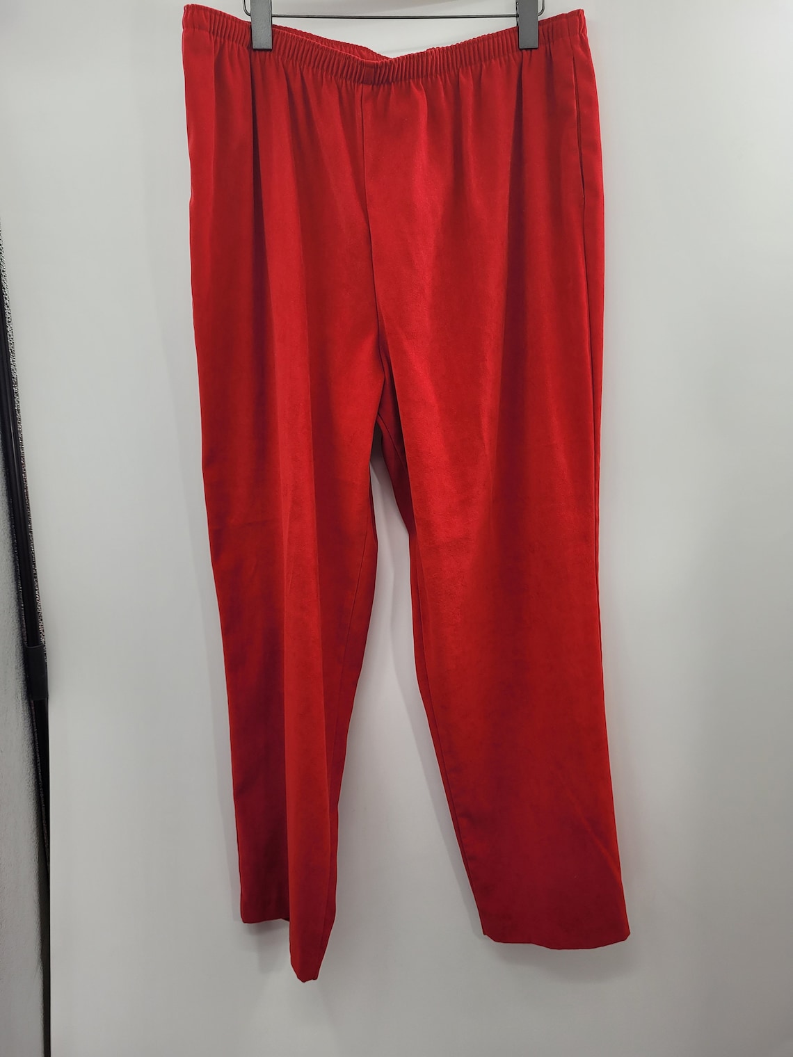 Allison Daley Pocketed Elastic Waist Faux Suede Red Pant Length 42.5 ...