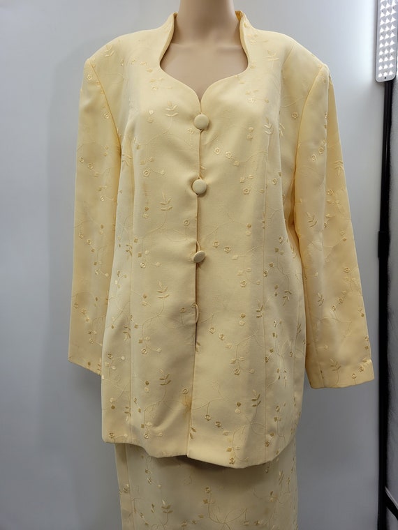 ML Studio Vintage Yellow Flora Lined  Suit & Skir… - image 3
