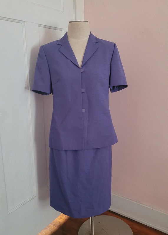 Dillard's Kasper Womens Purple Skirt Suit Short Sl