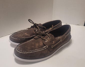 Sperry Top-sider A/O 2-eye Nubuck Brown Suede Boat Men display picture 1