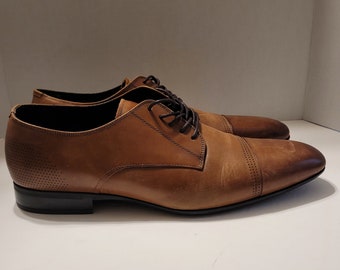 Zapatos de vestir con punta de almendra y cordones de cuero marrón para hombre de Aldo - Talla 13 EE. UU.