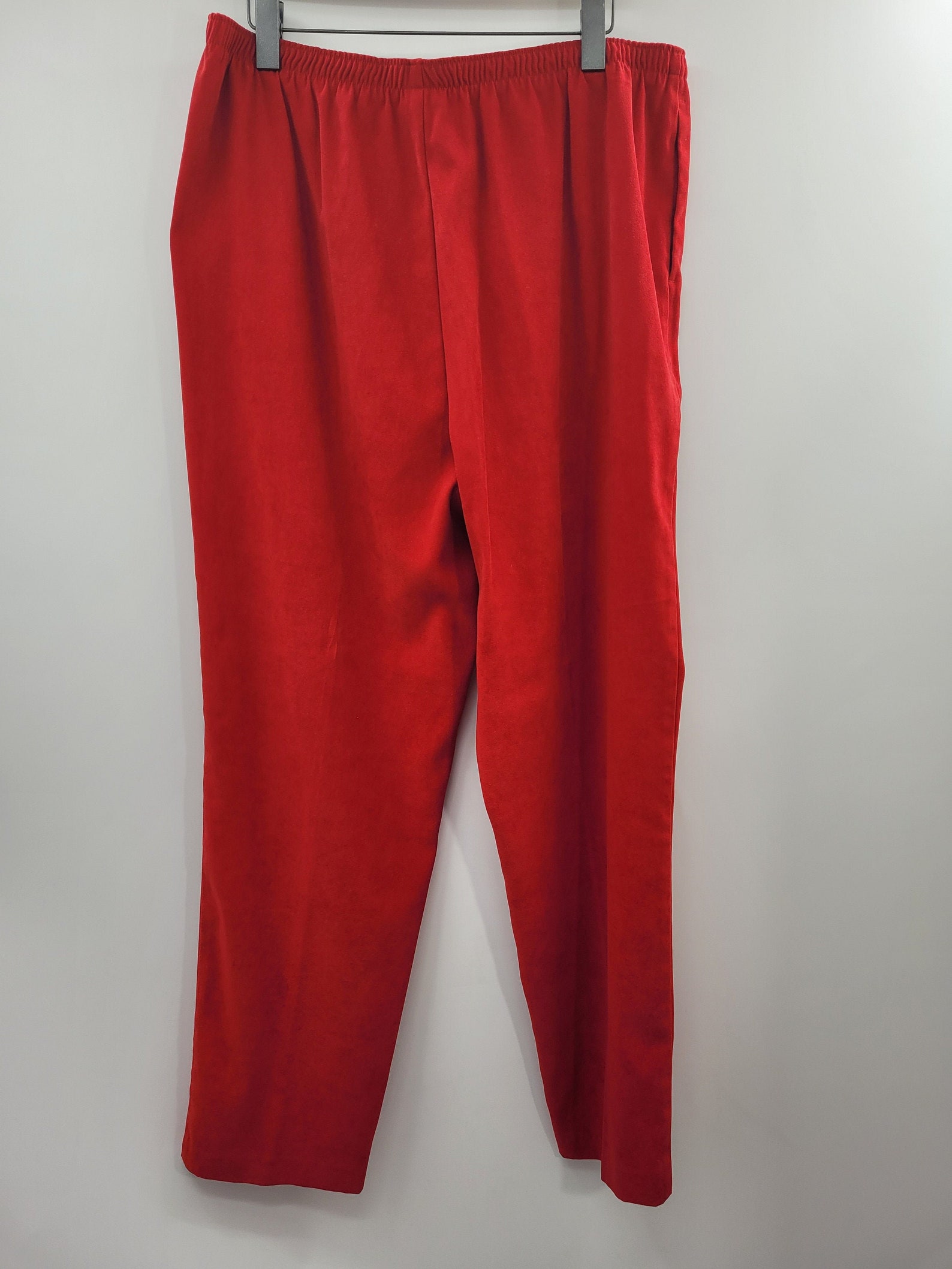 Allison Daley Pocketed Elastic Waist Faux Suede Red Pant Length 42.5 ...