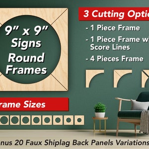 50 SVG DIGITAL FILE - Square Sign with Round Frame Templates for Glowforge