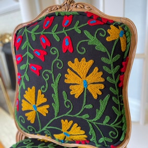 Customizable Bohemian Antique French Chair in Suzani Fabric