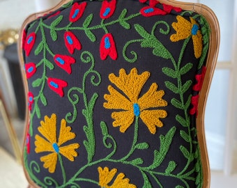 Customizable Bohemian Antique French Chair in Suzani Fabric