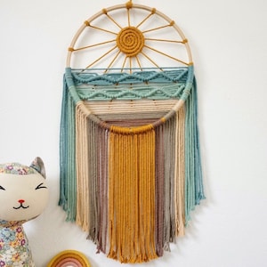 Macrame Rainbow Sun Dreamcatcher, You Are My Sunshine Nursery Wall Art