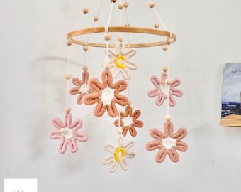 Baby mobile, Neutral baby mobile, Daisy mobile, Mobile baby neutral, Flower mobile, Crib mobile, Baby girl mobile, Cot mobile