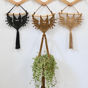 Macrame Bat Plant Hanger: Gothic Kids Room Decor