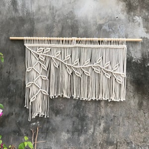 Makramee Blatt Vorhang: Boho Fenster Volant, Kopfteil Dekor