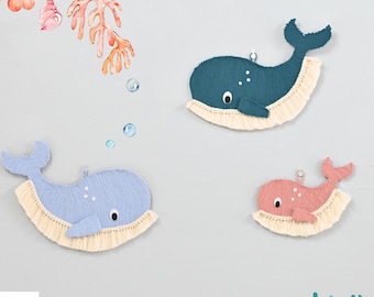 Whale Macrame Wall Hanging: Nautical Baby Shower Decor