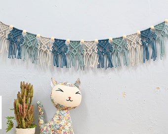 Boho Macrame Garland: Kids Room Decor with Wood Beads