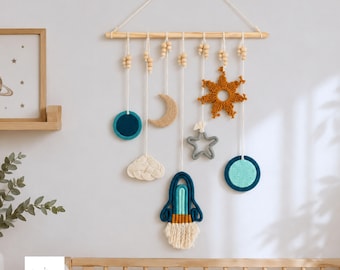 Space Baby Mobile, Solar System Nursery Decor, Macrame Galaxy Mobile, Planet Nursery Decor, Baby Shower Gift, Handmade