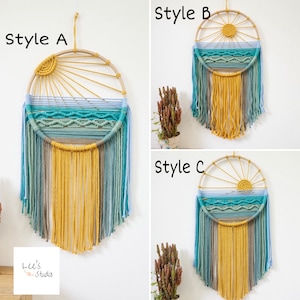 Blue Beach Macrama Wall Art, Dreamcatcher Nursery Wall Decor, Furniture And Decor, Aesthetic Baby Room Decor,Montessori Macrame Wall Hanging image 5