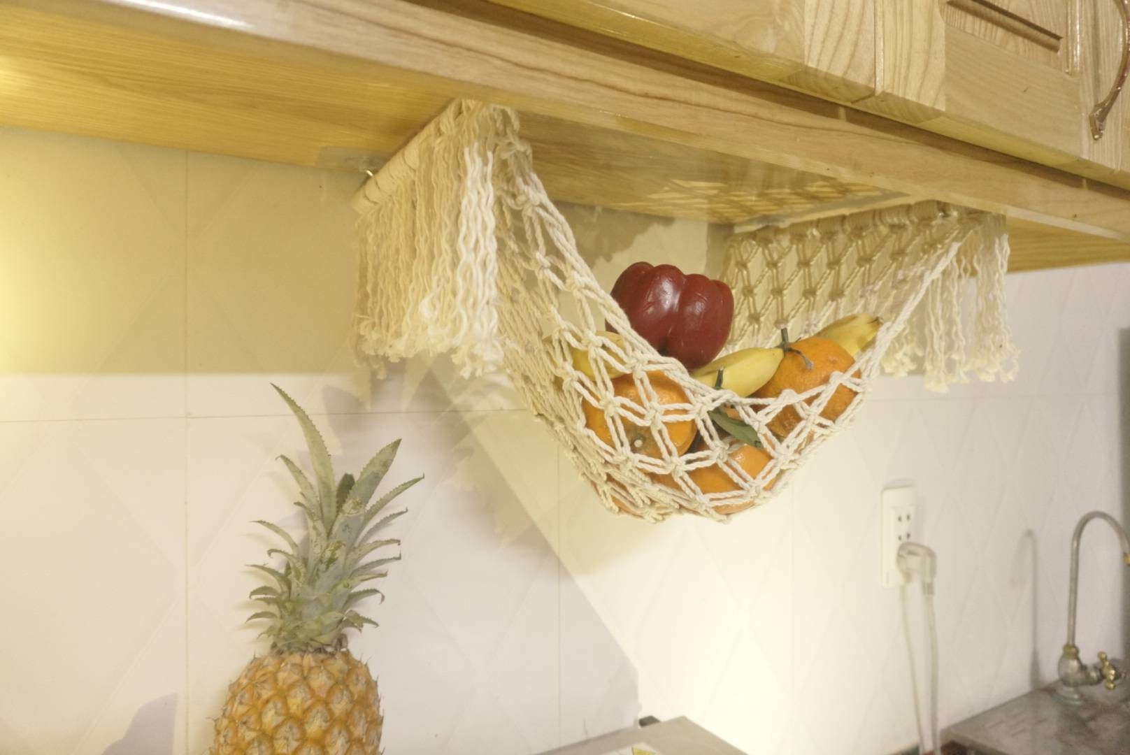 Macrame Fruit Hammock Under Fruit Hammock Kitchen Etsy