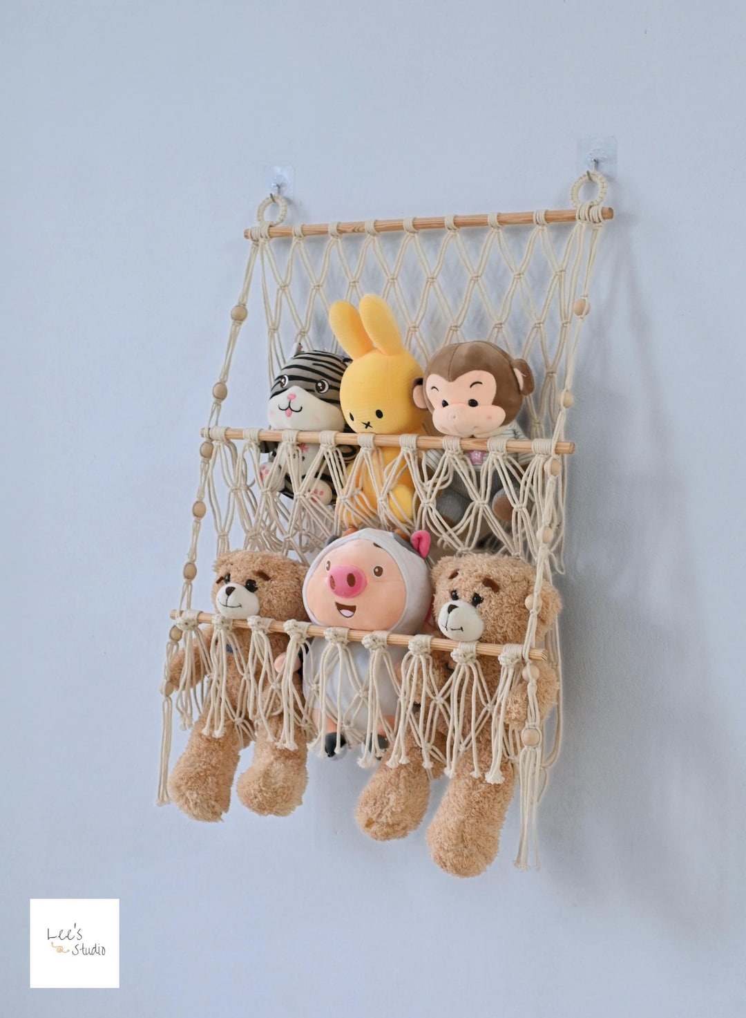 Stofftier-Hängematte Mit Quasten - Doppelschichtiger Aufbewahrungsorganizer Fürs Kinderzimmer