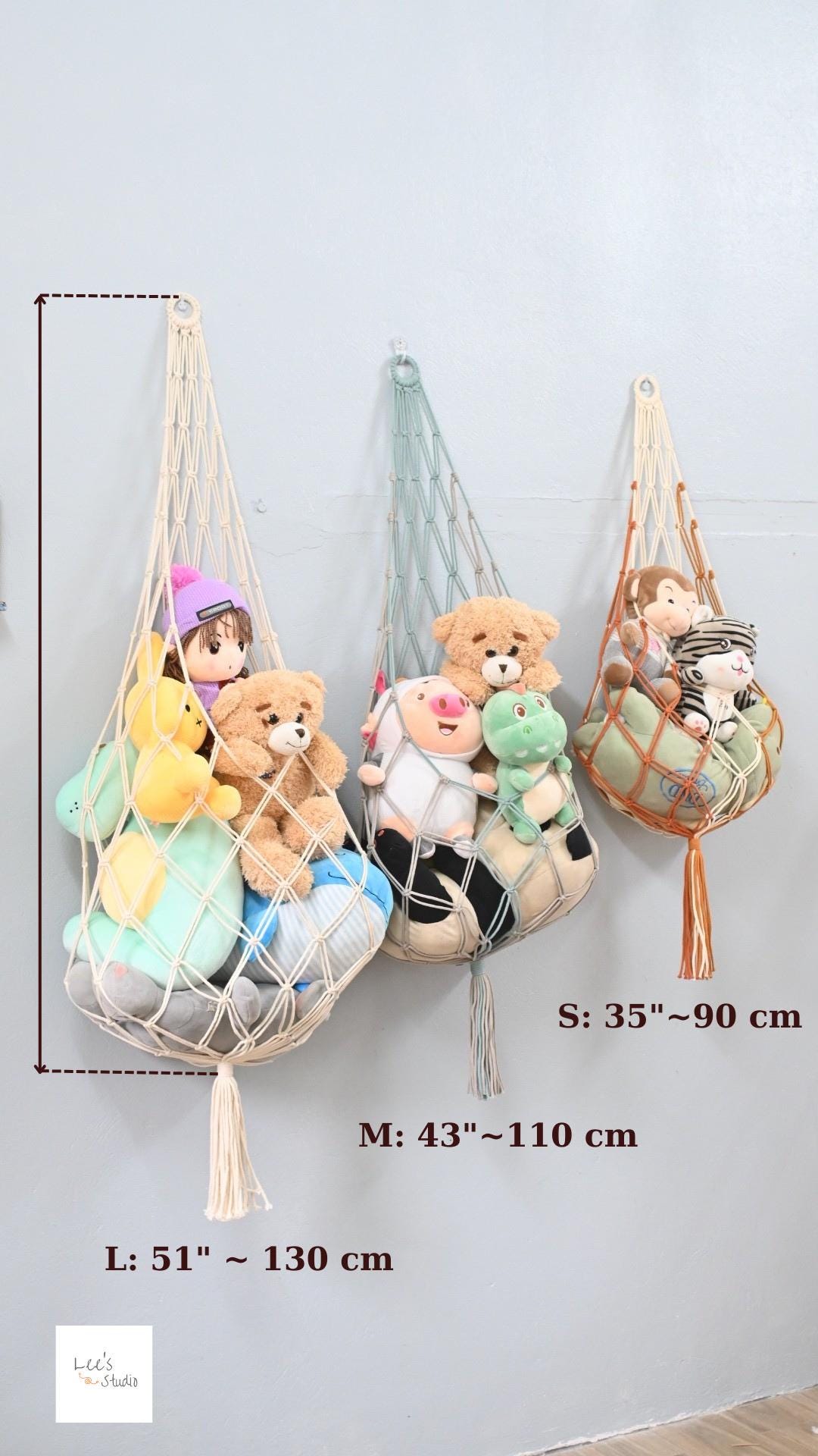 Hamac jouet en macramé, rangement pour animaux en peluche, support squishmallow, rangement pour chambre d'enfants, rangement pour jouets bohèmes, hamac pour animaux en peluche H20 - France