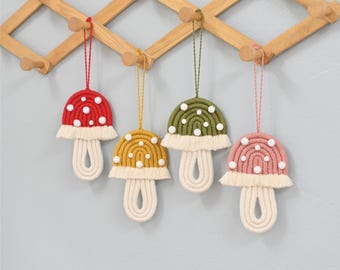 Macrame Rainbow Mushroom, Boho Nursery Wall Hanging
