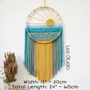 Blue Beach Macrama Wall Art, Dreamcatcher Nursery Wall Decor, Furniture And Decor, Aesthetic Baby Room Decor,Montessori Macrame Wall Hanging image 2