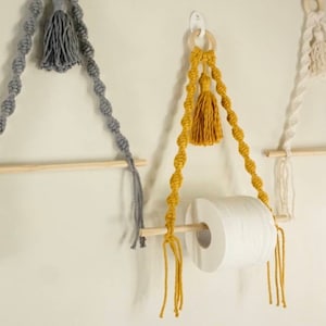 Suporte para rolo de macramê, cabide para toalha de papel, papel higiênico de corda, acessórios de banheiro Boho
