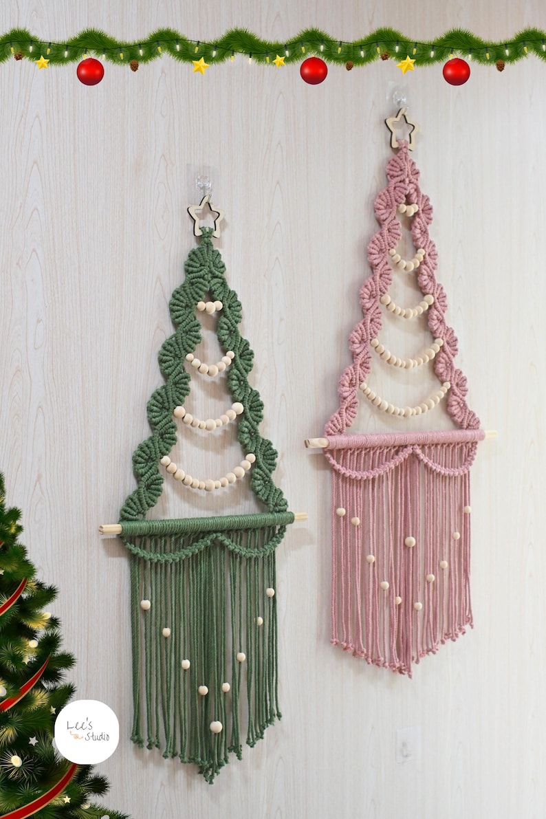 Boho Macrame Christmas Tree Wall Hanging, Natural Cotton Xmas Decor - Etsy