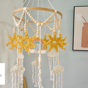 Sunshine-babymobiel: boho regenboog mobiel wieg, decoratie kinderkamer