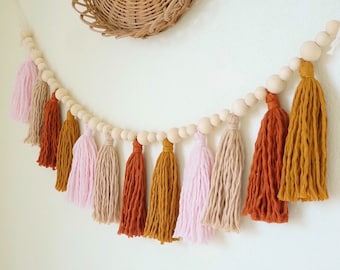 Pink Ombre Boho Tassel Garland, Boho Nursery Decor, Pink Decor, Over The Crib