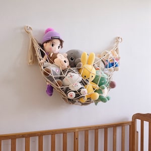 Macrame Toy Hammock, More Color, Handmade Wall Hammock, Kids Room storage, Boho Toy Storage, Stuffed Animal Hammock