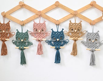 Macrame Owl Wall Hanging: Boho Chic Cotton Decor