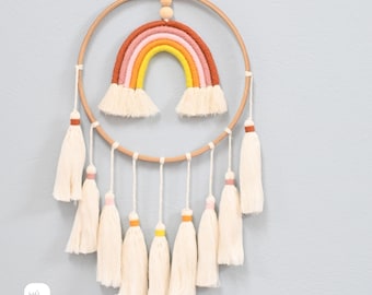 Boho Rainbow Wall Hanging, Macrame Wall Decor, Neutral Wall Art, Kids Room Decor, Minimalist Boho Decor, Handmade Fiber Art