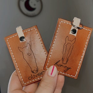 Custom Horse Silhouette Keychain | Horse Portrait Leather Keychain | Horse Portrait from Picture
