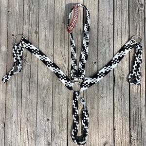 Checkered Mule Tape Horse Breast Collar & Headstall: Western Tack Set