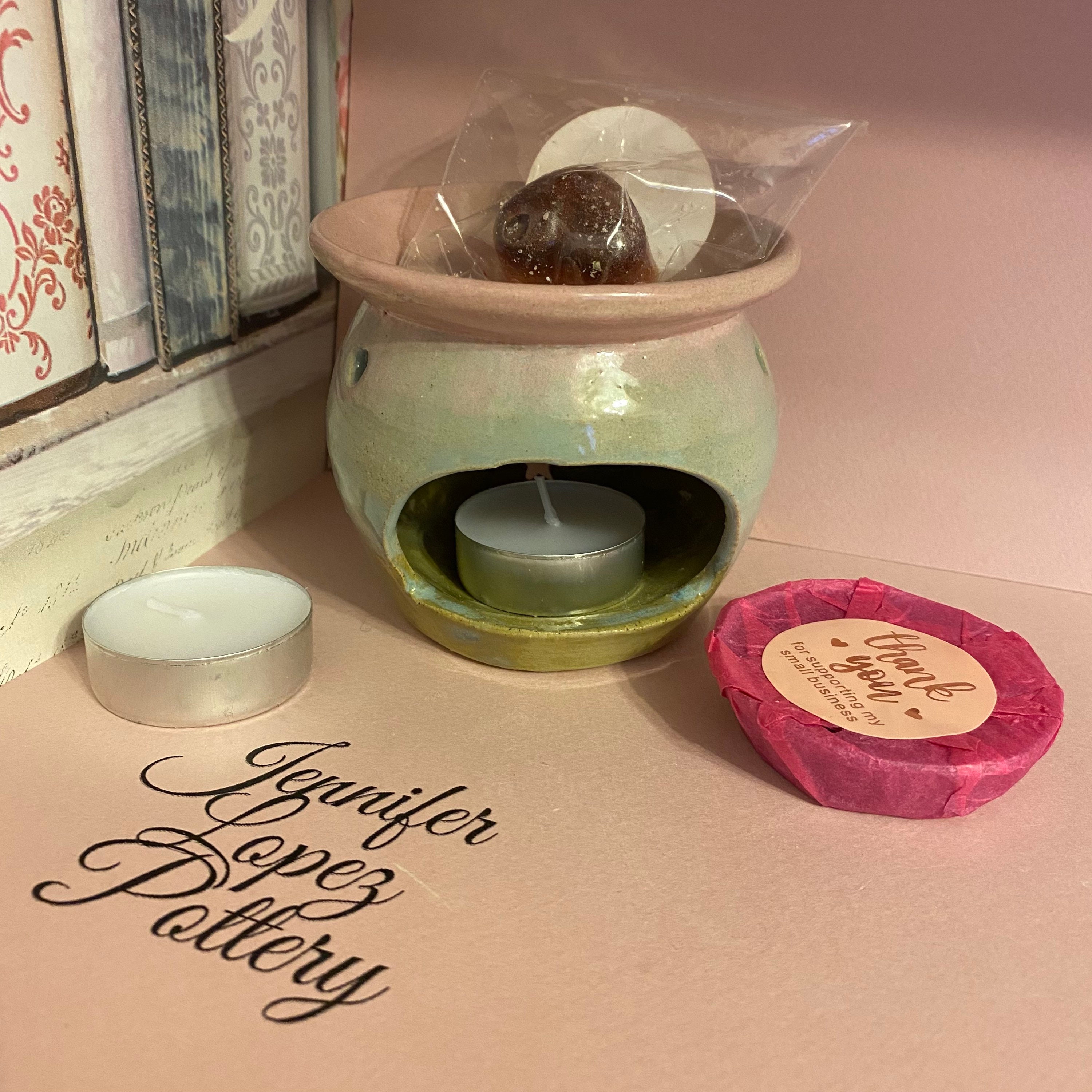 Wax melt burner candle ceramic homemade stoneware clay glazed Etsy