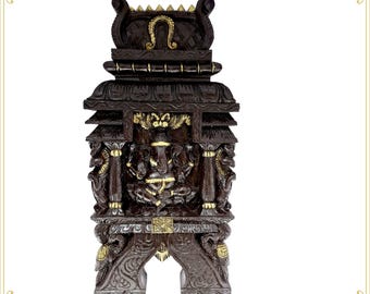 ガネーシャ神の木製壁掛け | 24インチの手彫りカヴァディスタイル
