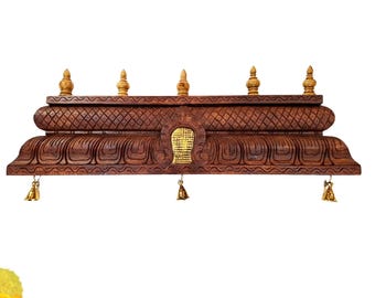 Wooden Temple Gopuram Wall Panel 36 Inch | Hand-Carved Antique Finish Mandir Dome Decor