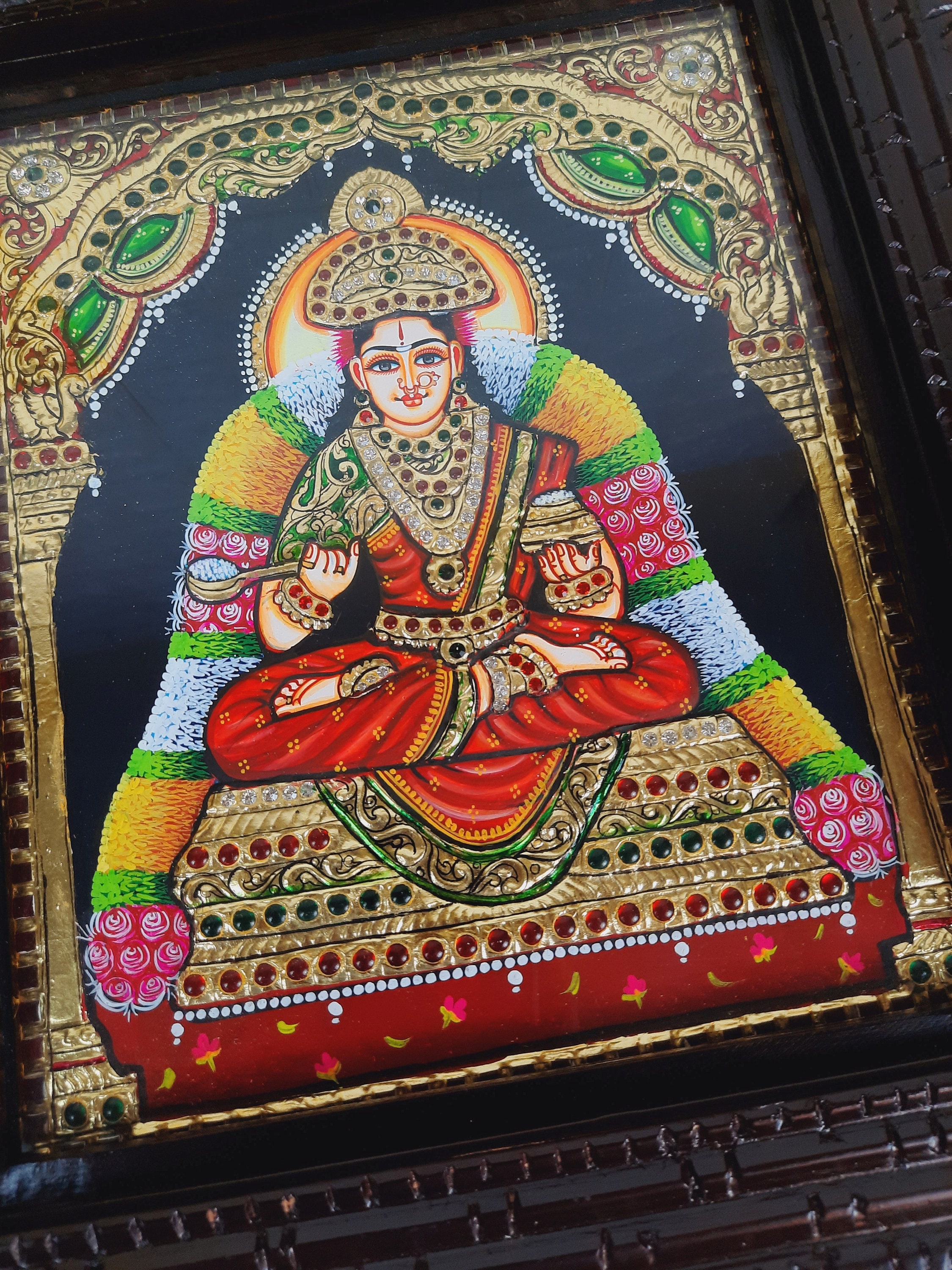15 X 13 Annapoorani Tanjore Painting With Teakwood - Etsy 15 X 13 Annapoorani Tanjore Painting With Teakwood - Etsy