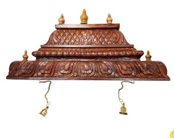 Large Wooden Temple Gopuram Wall Decor 39 Inch Handmade Indian Art Panel