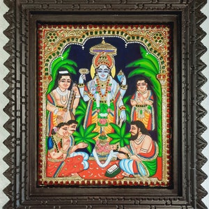 Sathyanarayana Tanjore painting Sathyanarayana wall hanging Lakshmi wall art Satyanarayana Thanjavur painting jline arts Sathyanarayana