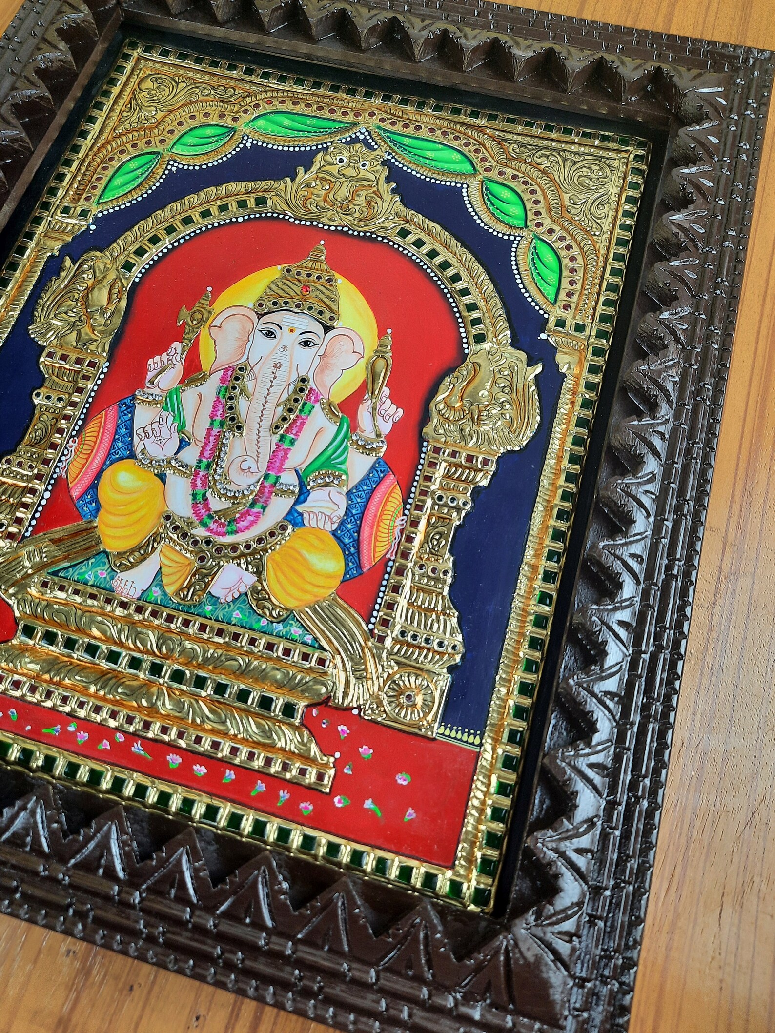18x15 22K Gold Foil Ganesha Tanjore Painting with Etsy