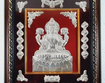 Lakshmi Tanjore Metal Art, Embossed, Pure Silver, 17x15 Inch,  Handmade, Purity is divine,  Pooja Room Décor, Indian Gift, Ready to Ship