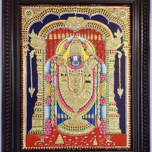 Tirupati Balaji Painting, Lord Balaji Tanjore Painting for New Home, Lord Vishnu Avatar, Shri Venkateswara for Home Temple Pooja Room