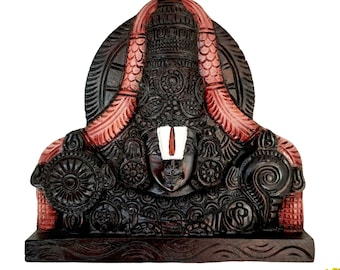 Wooden Balaji Wall Hanging 12 Inch Solid Country Wood Tirupati Home Decor Panel