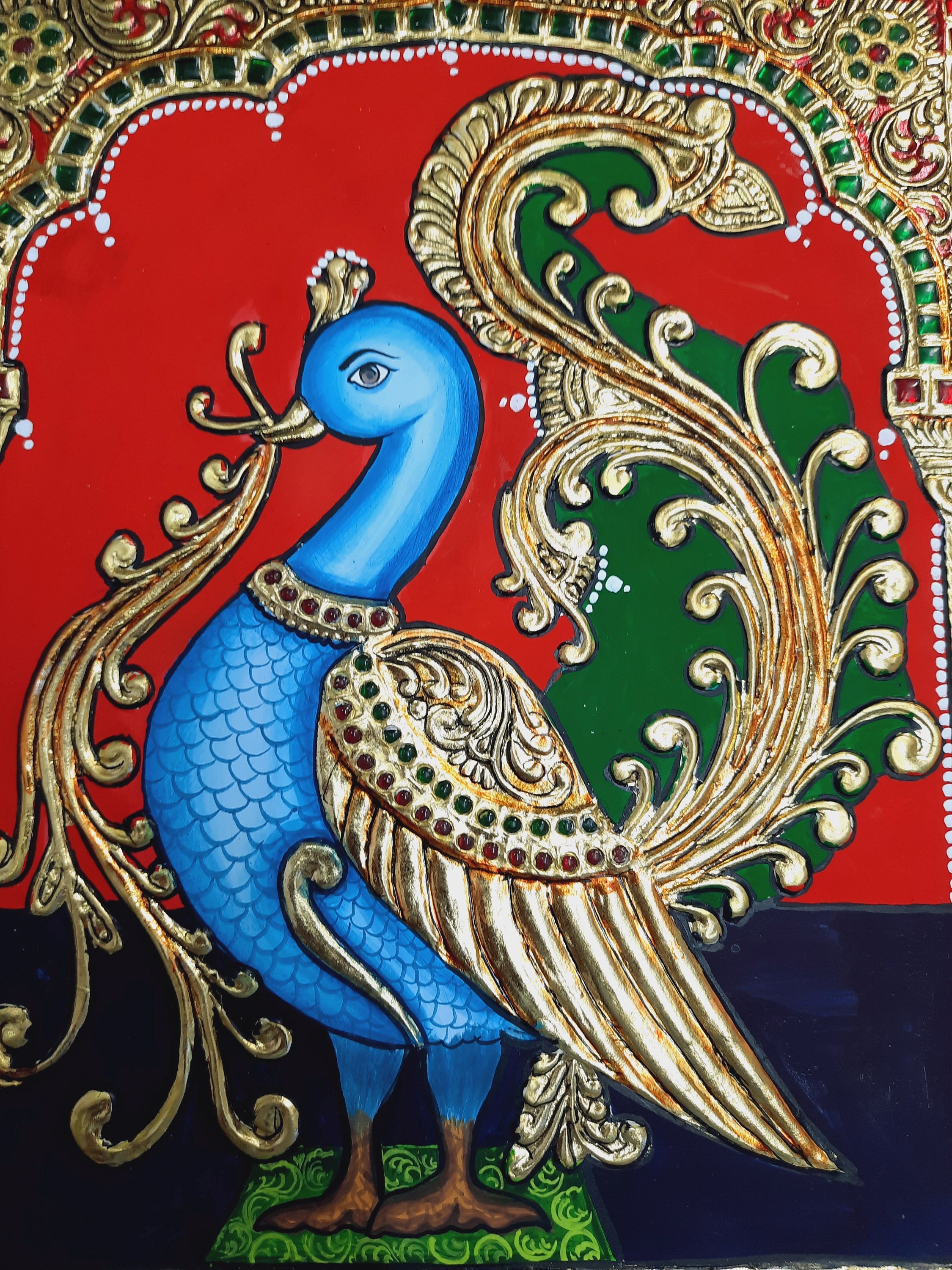 金箔装飾の孔雀絵画 金箔装飾の孔雀絵画 金箔装飾の孔雀絵画